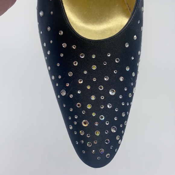 Bruno Magli Couture - Black Silky Heels With Beautiful Gem Embellished Size 8.5 - Picture 4 of 15